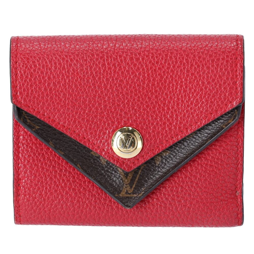 Louis Vuitton Double V Compact Trifold Wallet M64419 Ruby Red Brown Monogram - Picture 1 of 5